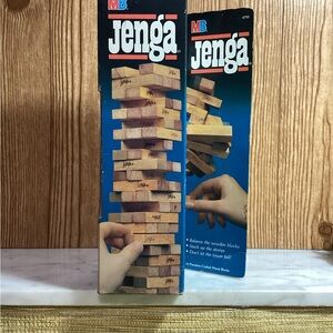 Vintage 1986MB Jenga Wooden Block Stacking Game - Natural Wood